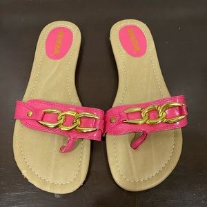 Girls SODA pink gold chain sandals size 4